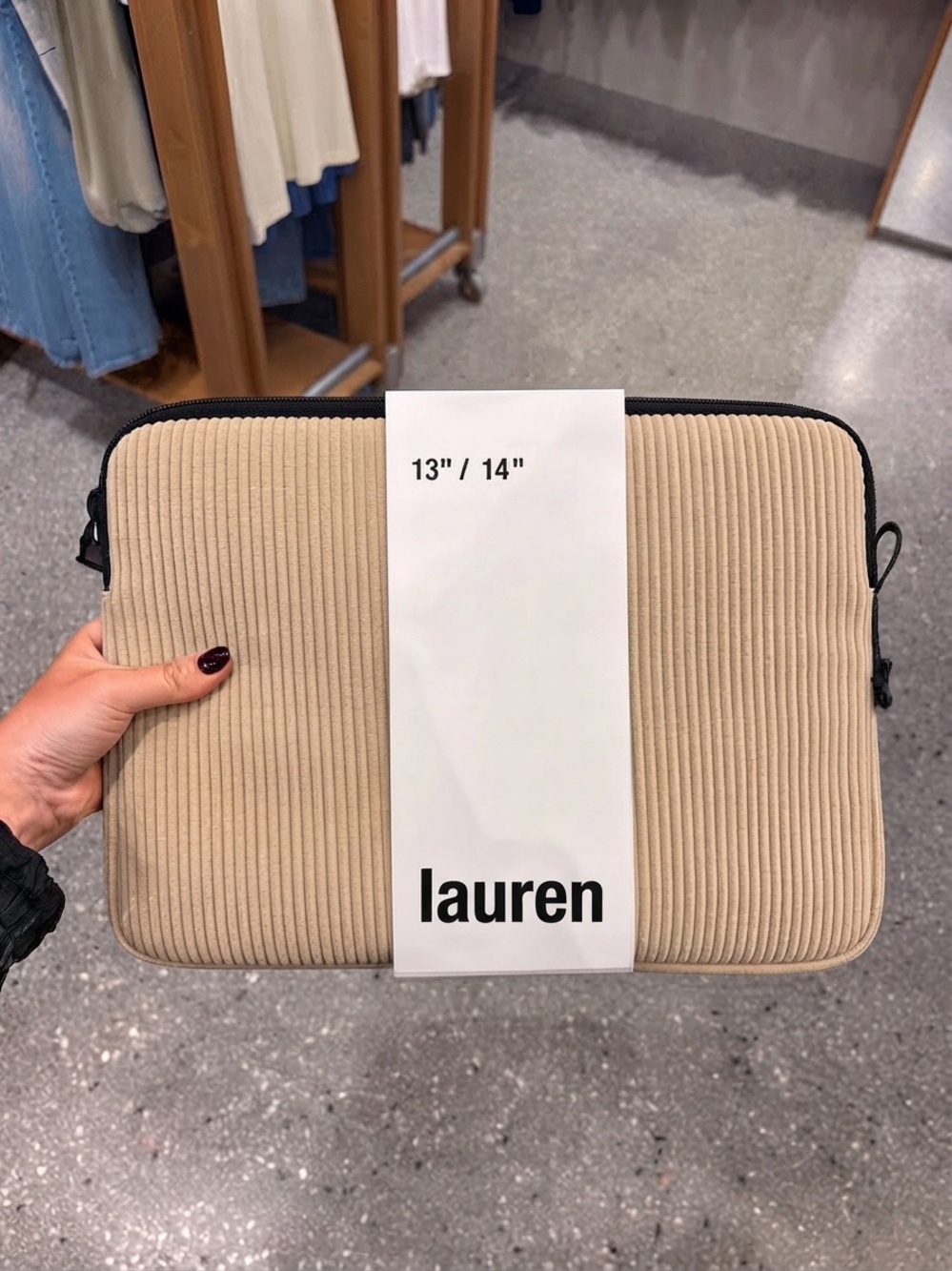 Lauren Corduroy Laptop Sleeve in Beige